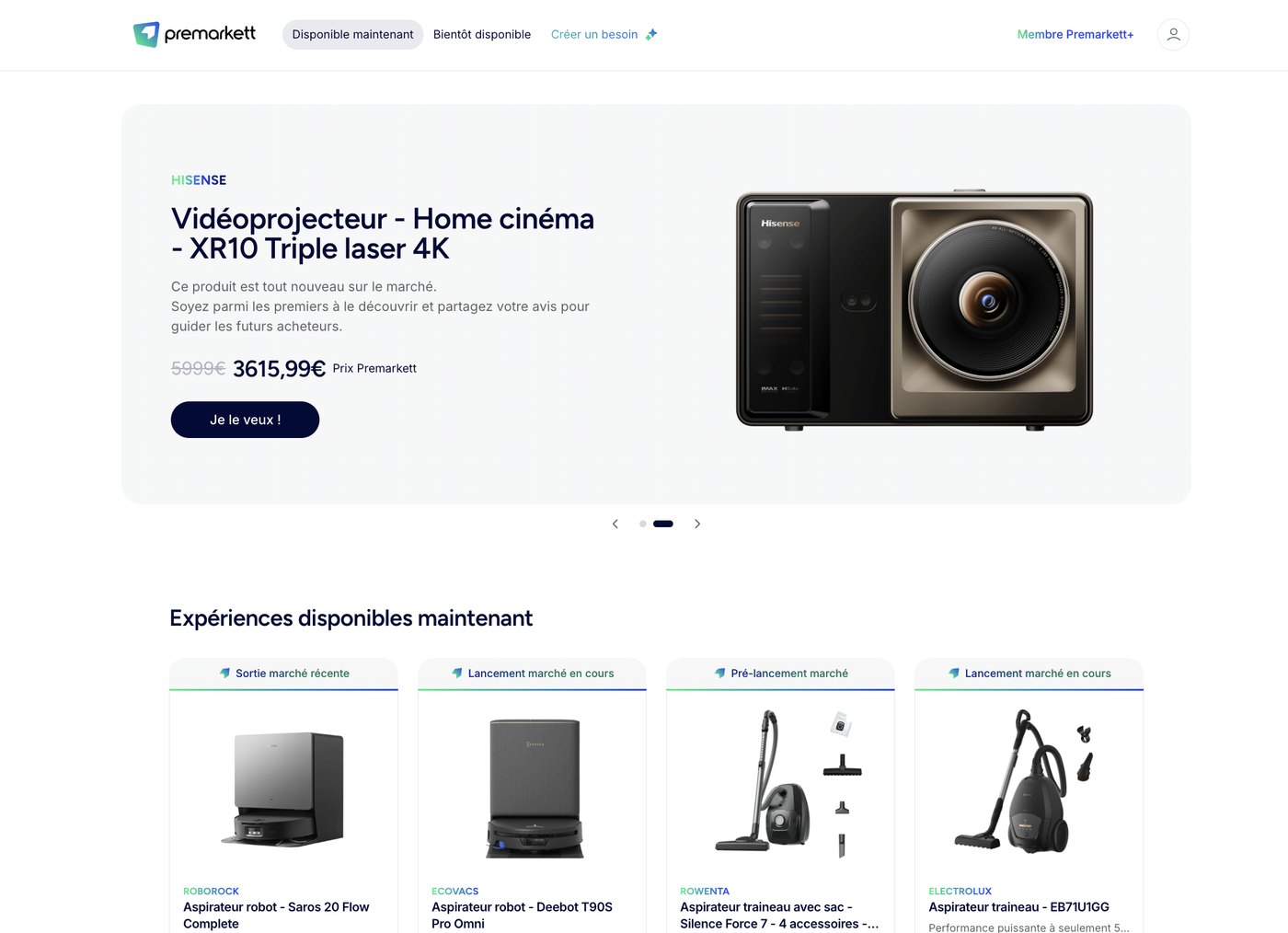 Premarkett.com : fiches produit en pré-lancement